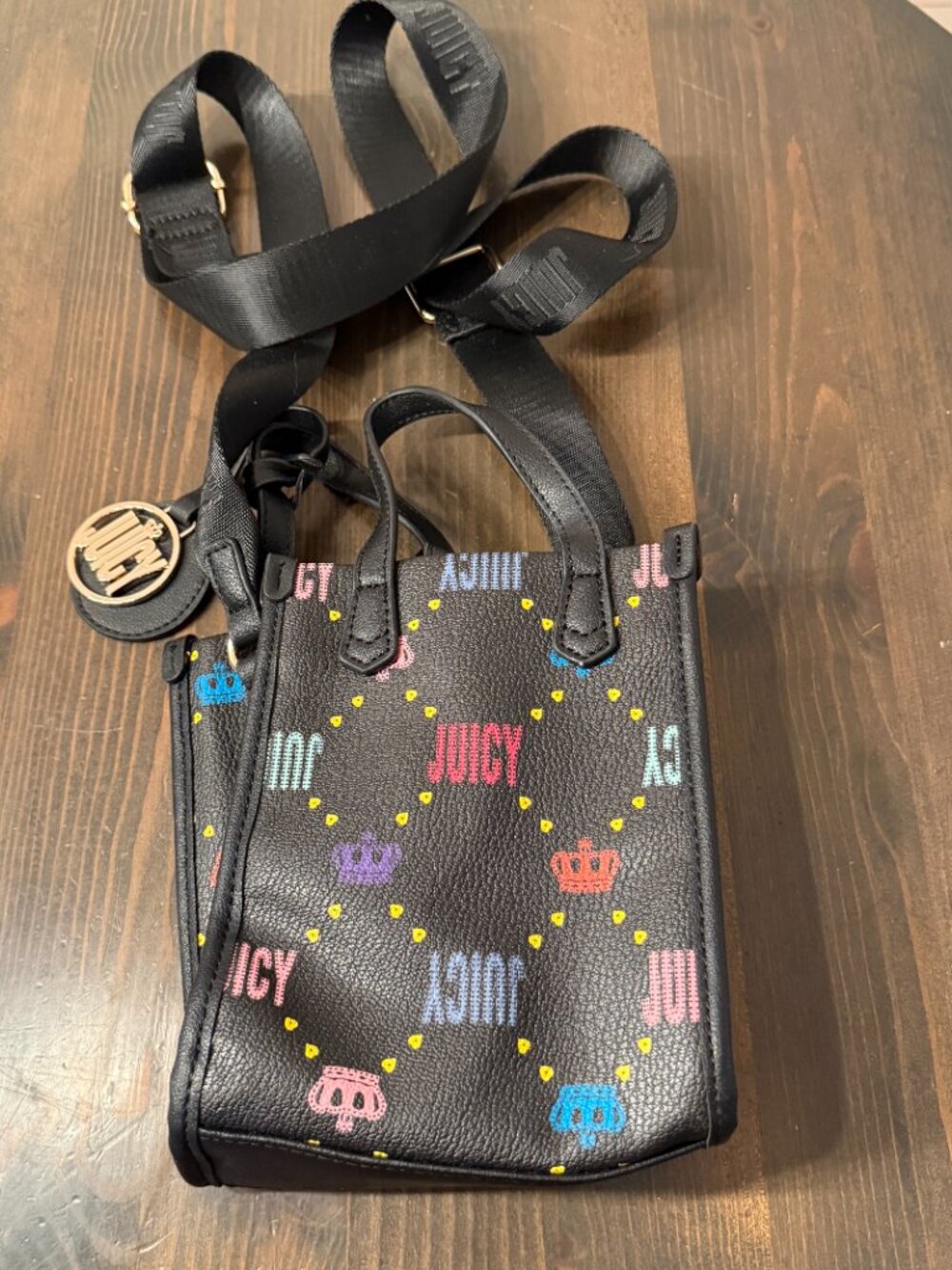 Juicy Couture Black Crossbody Bag with Colorful Accents Simplicity Mini Tote